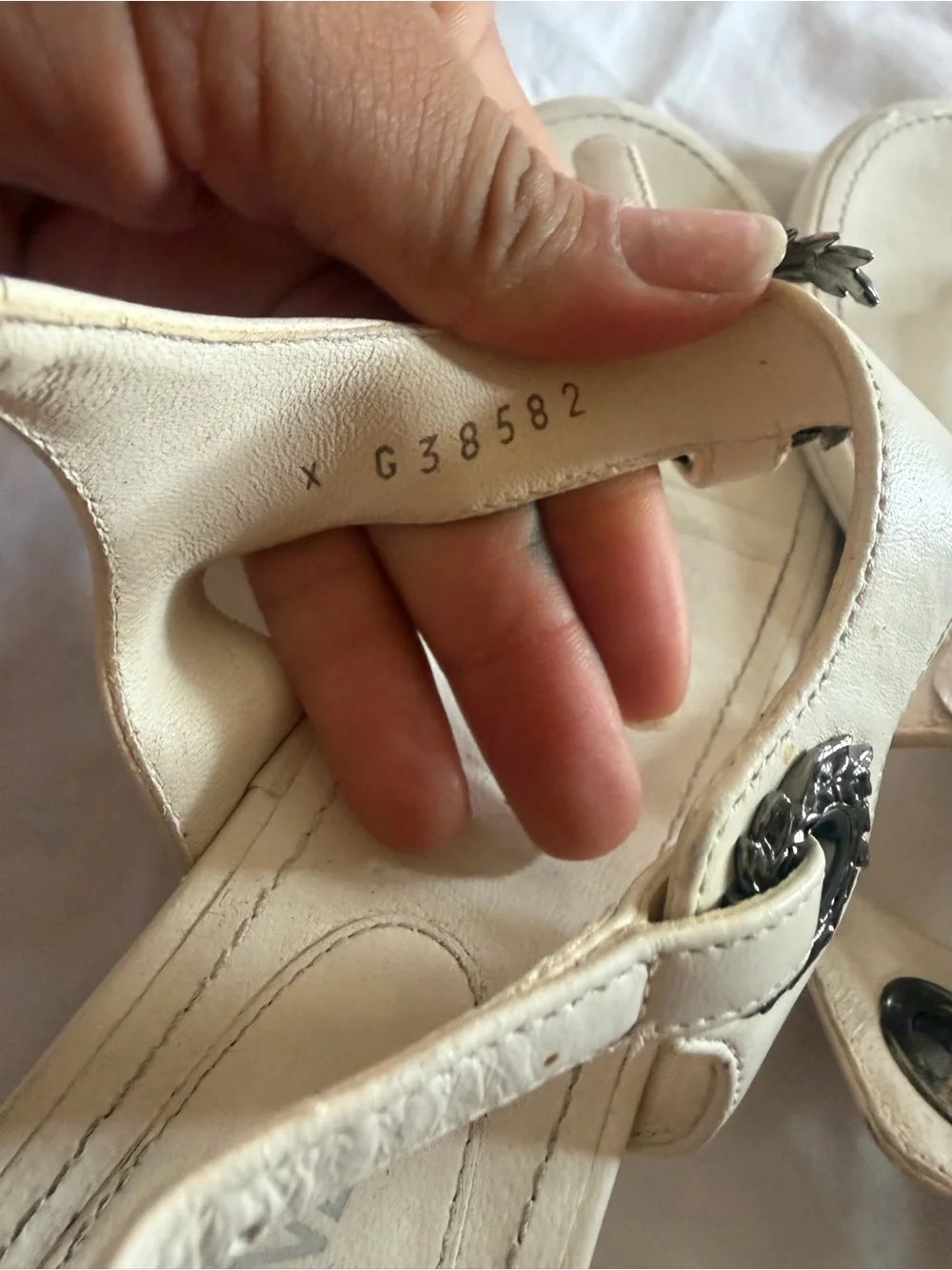 Chanel interlocking CC logo T sandals w/ 1” heel